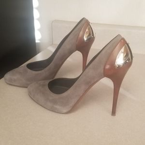 Ralph Lauren collection grey suede/brown heels 9
